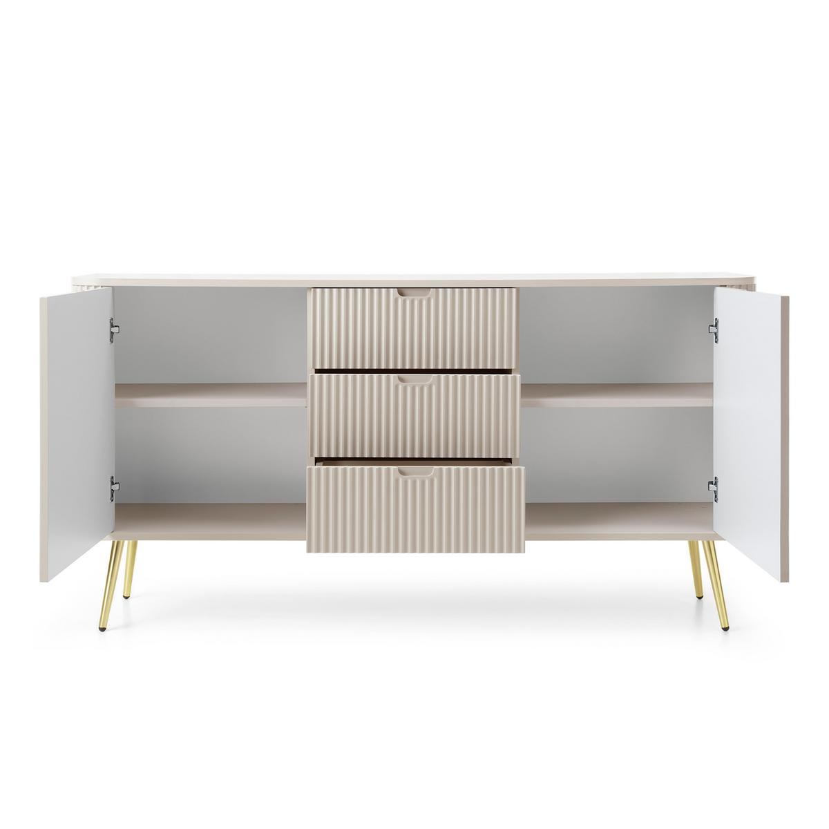 SIDEBOARD ZENZERO 168/87/39 cm mit 3 Schubladen 2 Türen Kaschmir - Kaschmir/Goldfarben, Holzwerkstoff (168/87/39cm) - MASSENO