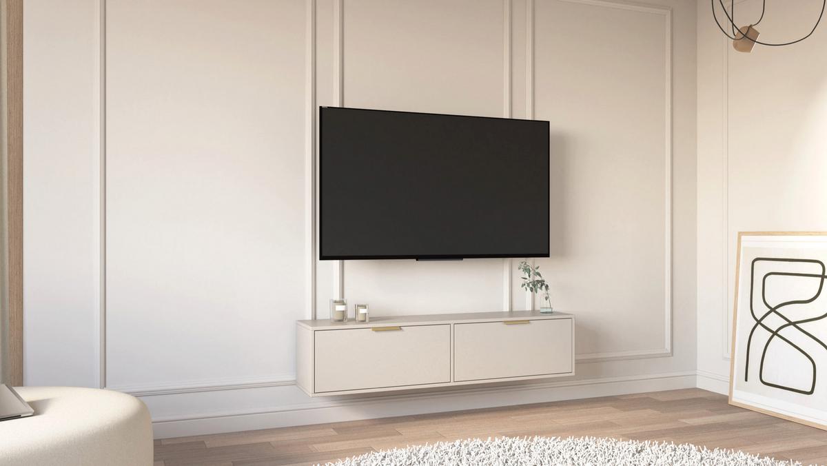 TV-HÄNGEBOARD Vena 2-türig, Kaschmir, 140 cm - Kaschmir/Goldfarben, Holzwerkstoff/Kunststoff (138.6/30/30cm) - Selsey
