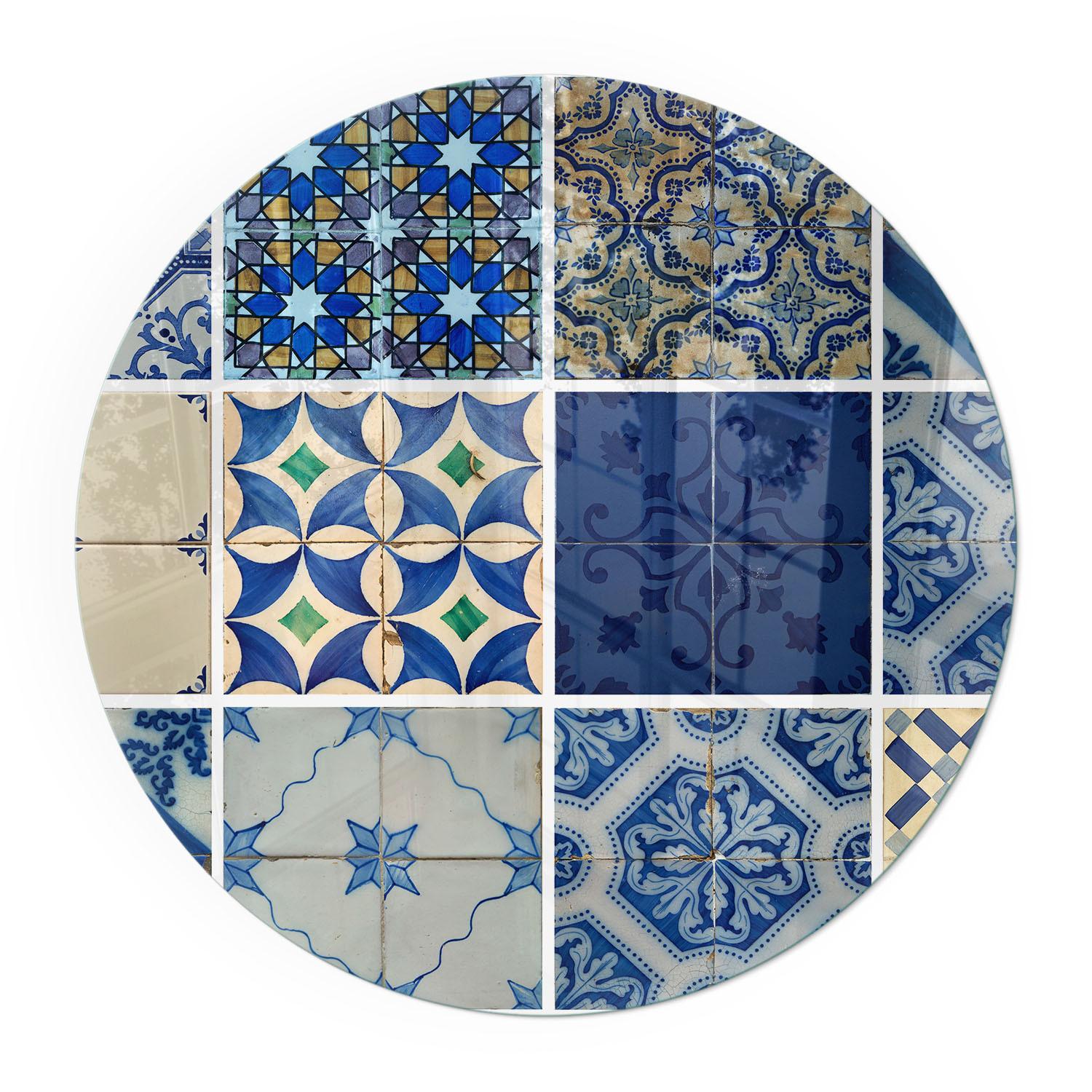 GLASPLATTE für Kamin Ø 100 cm - Blau, Glas (100/100/0.4cm) - TULUP