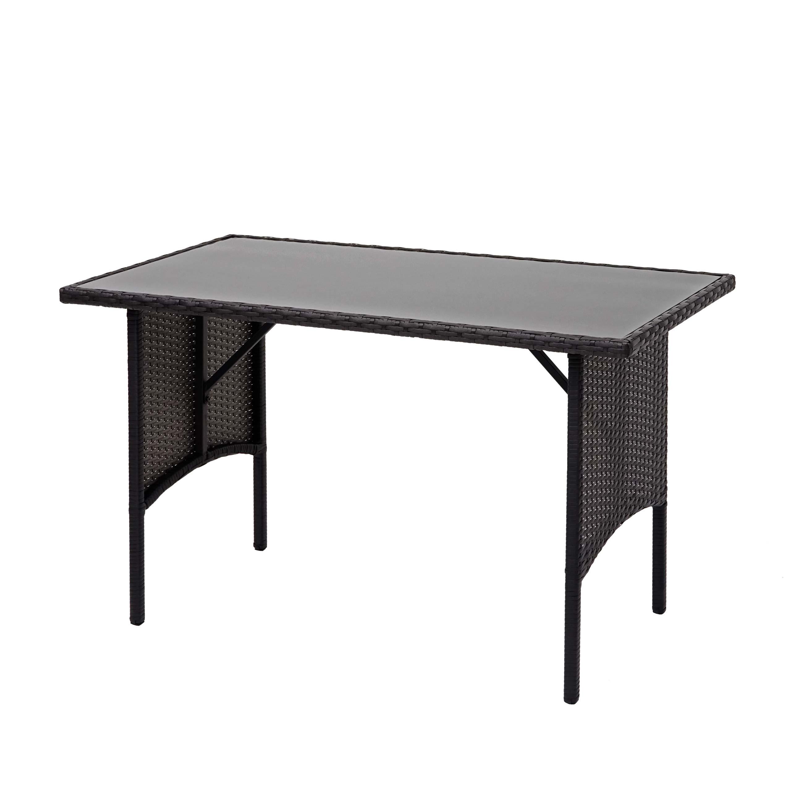 POLY-RATTAN ESSTISCH rechteck Schwarz - Schwarz, Kunststoff (60/112/68cm) - MCW