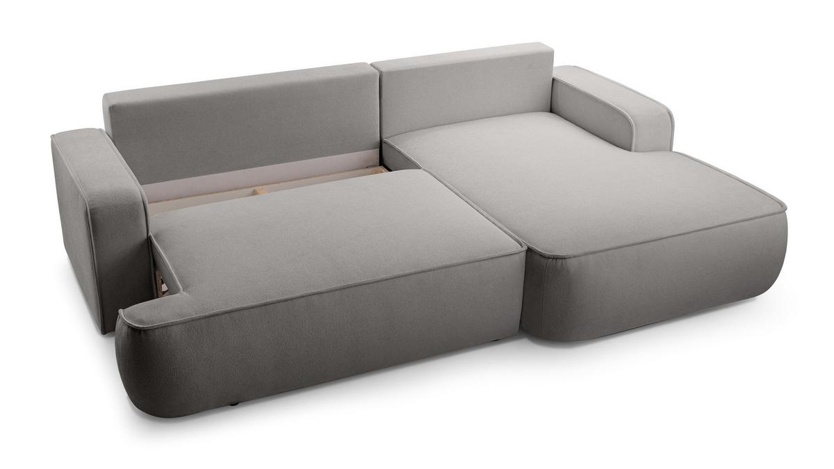 ECKSOFA L Form Ablia Hellgrau 267/168/87 cm mit Schlaffunktion R - Hellgrau/Schwarz, Kunststoff/Textil (267/168cm) - AX Living