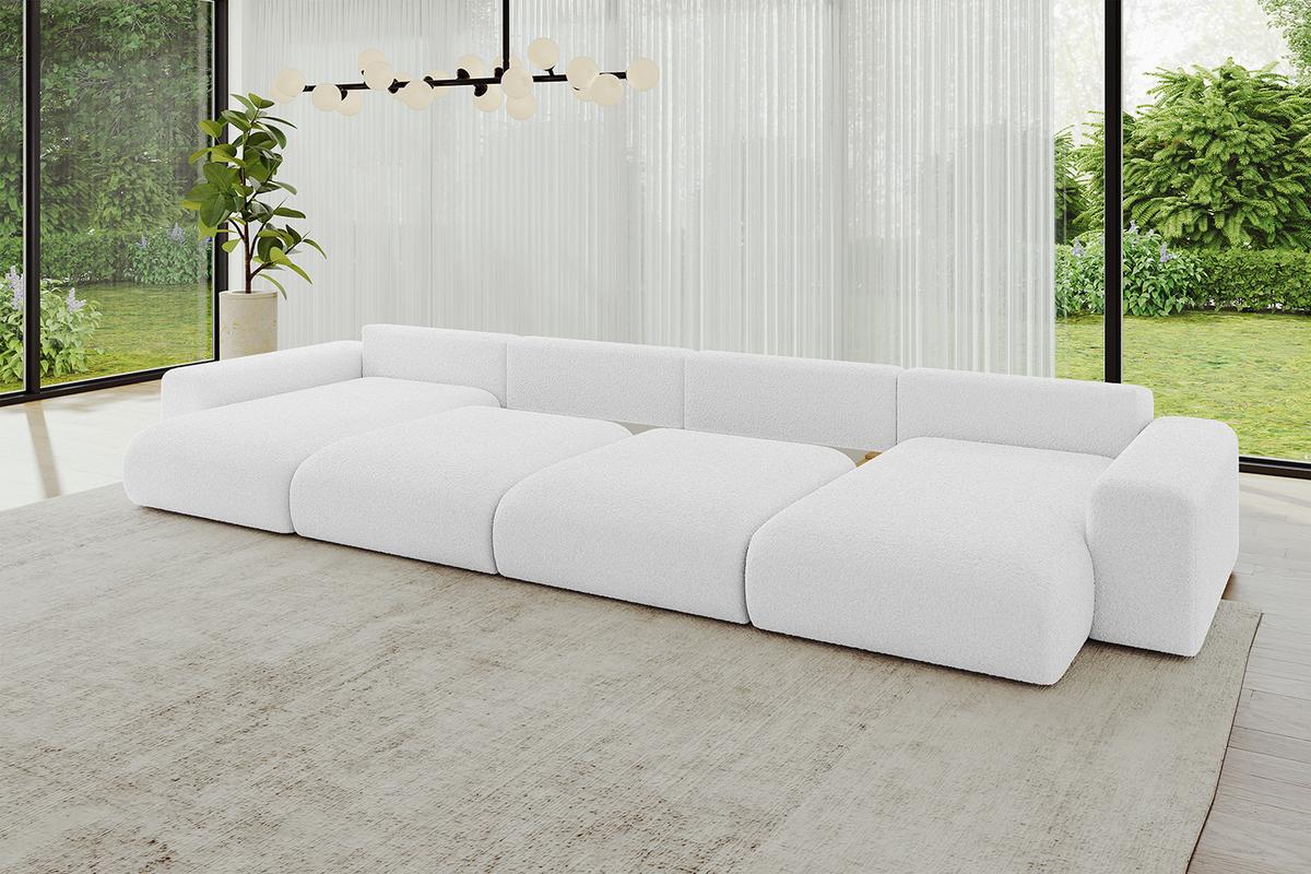 WOHNLANDSCHAFT mit Schlaffunktion ESKAR-U2-464x176x72cm Weiß - Weiß, Holzwerkstoff/Kunststoff (176/72/464cm) - ALTDECOR