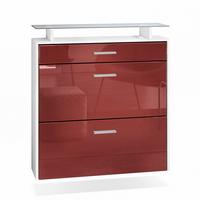 SCHUHSCHRANK Malea Front in Bordeaux Hochglanz - Bordeaux, Holzwerkstoff (89/96/23cm) - Vladon