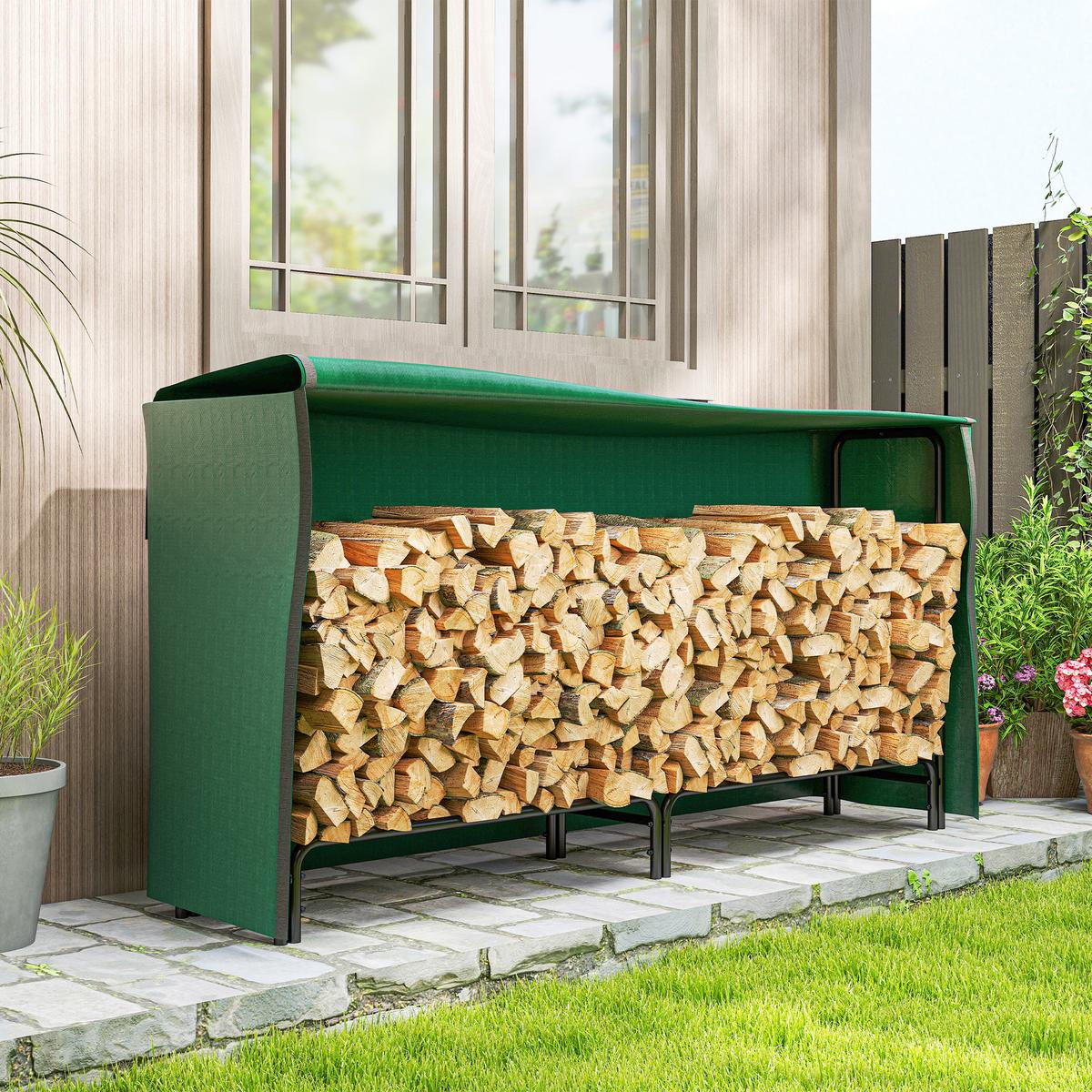 KAMINHOLZREGAL bis 200 kg - Schwarz, Metall (36/99/200cm) - Outsunny