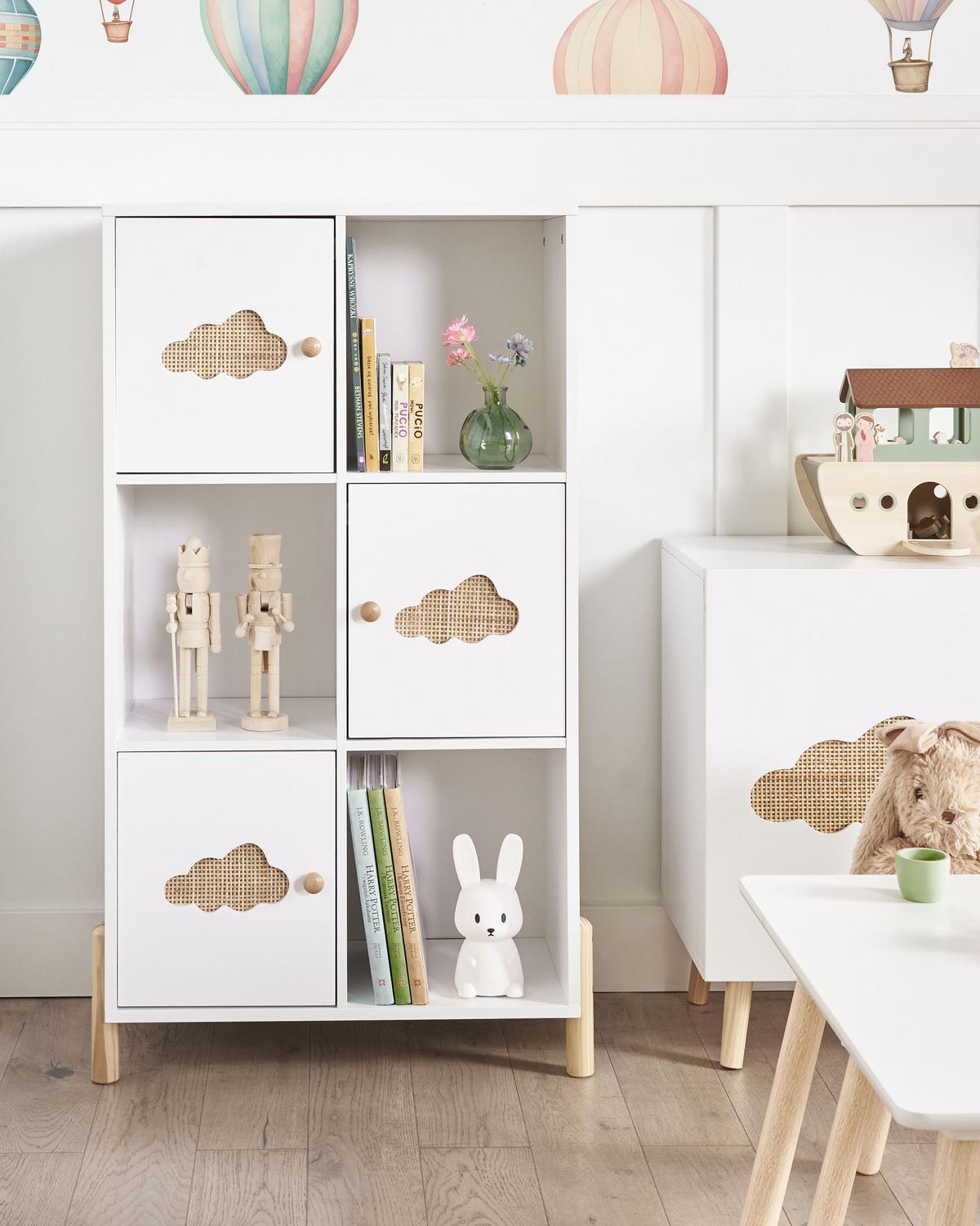 REGAL 111 cm Weiß Cloudy - Weiß/Braun, Holzwerkstoff (60/111/30cm) - Beliani