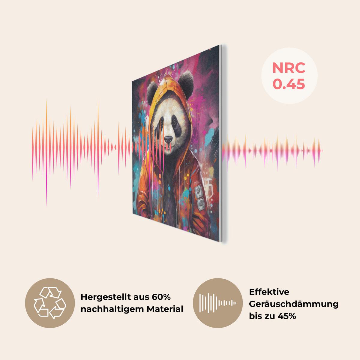 AKUSTIKBILD Panda - Jacke - Graffiti - Orange Wandbilder 60x60 cm - Orange, Kunststoff (60/60/0.9cm) - MuchoWow