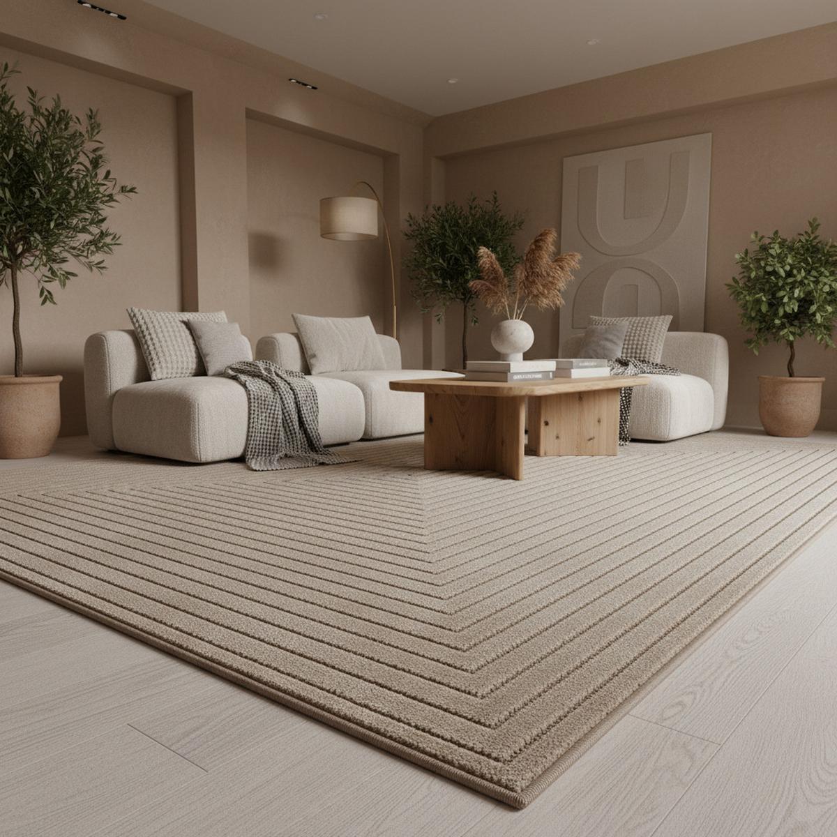 TEPPICH Outdoor ENGADIN in Beige, im Skandi-Stil mit 3D-Design, aus Polypropylen, 80 x 150 cm - Beige, Textil (150/80cm) - KADIMA DESIGN