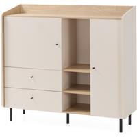 KOMMODE Alex mit 1 Tür und 2 Schubladen, Beige Sand - Beige/Schwarz, Holzwerkstoff (95/115/42cm) - Beautysofa
