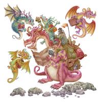 WANDAUFKLEBER 60x80cm - Drachen-Märchenfamilie - Multicolor, Kunststoff (60/80/0.1cm) - Wallfluent