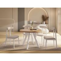 ESSTISCH Avero White runder ausziehbarer, Eiche Craft braun 80-160/80/77 cm - Eiche Wotan/Weiß, Holz/Holzwerkstoff (80/160/77cm) - WFL GROUP