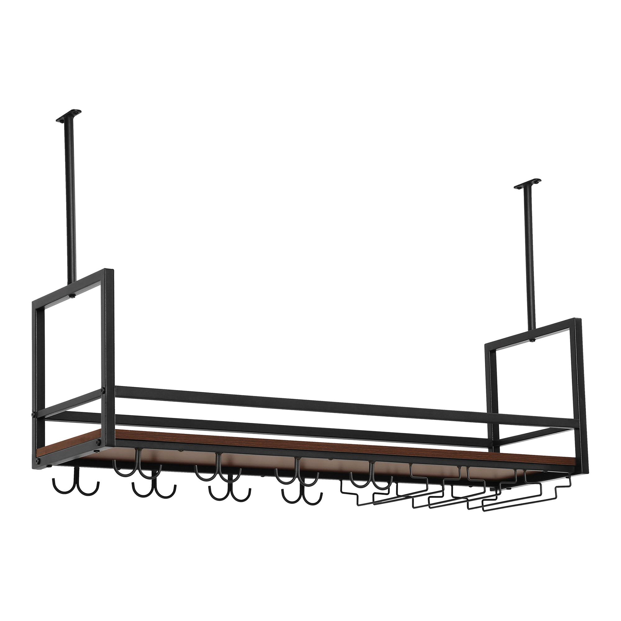 WEINREGAL Borejle - Walnussfarben/Schwarz, Holzwerkstoff/Metall (100/64.5/30cm) - [en.casa]