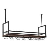 WEINREGAL Borejle - Walnussfarben/Schwarz, Holzwerkstoff/Metall (100/64.5/30cm) - [en.casa]