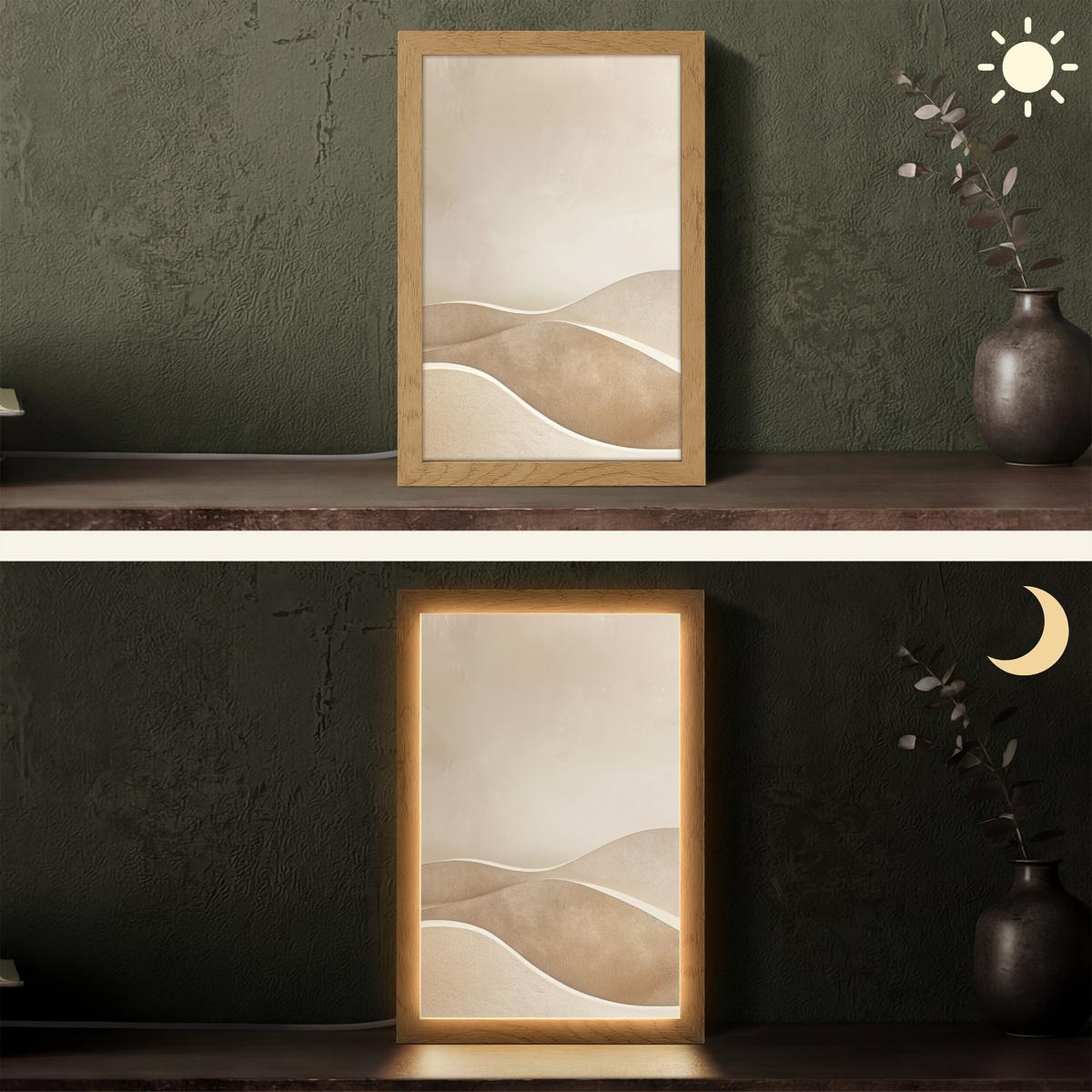 TISCHLEUCHTE Beige - Natur - Abstrakt - Modern 20x30 cm - Champagner, Holzwerkstoff (8/20/30cm) - OnlyWow