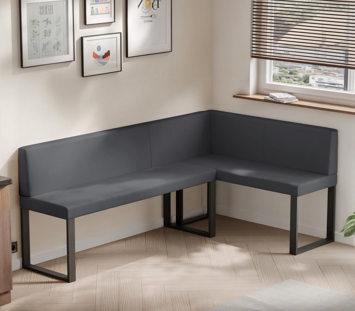 ECKBANK rechts SANA U Kunstleder glatt, 142/196 cm Grau - Grau, Kunststoff/Textil (142/196cm) - Idohome