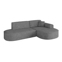 ECKSOFA Ottomane Rechts MARI-L1 - 243x171x79 cm Grau Velours - Schwarz/Grau, Holzwerkstoff/Kunststoff (171/243cm) - ALTDECOR