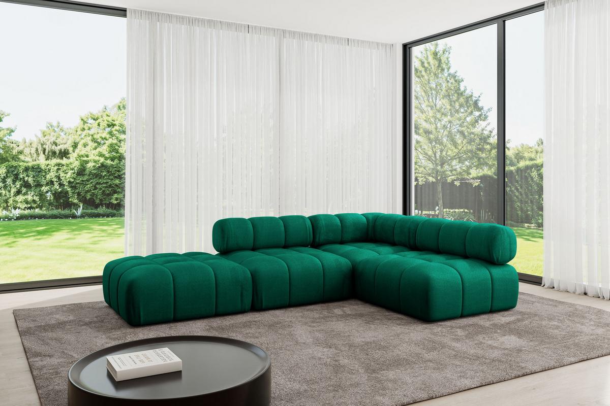 ECKSOFA modulares Sofa Favio-L1 - 285x190x70 cm Dunkelgrün Velours - Dunkelgrün, Holzwerkstoff/Textil (285/190cm) - ALTDECOR