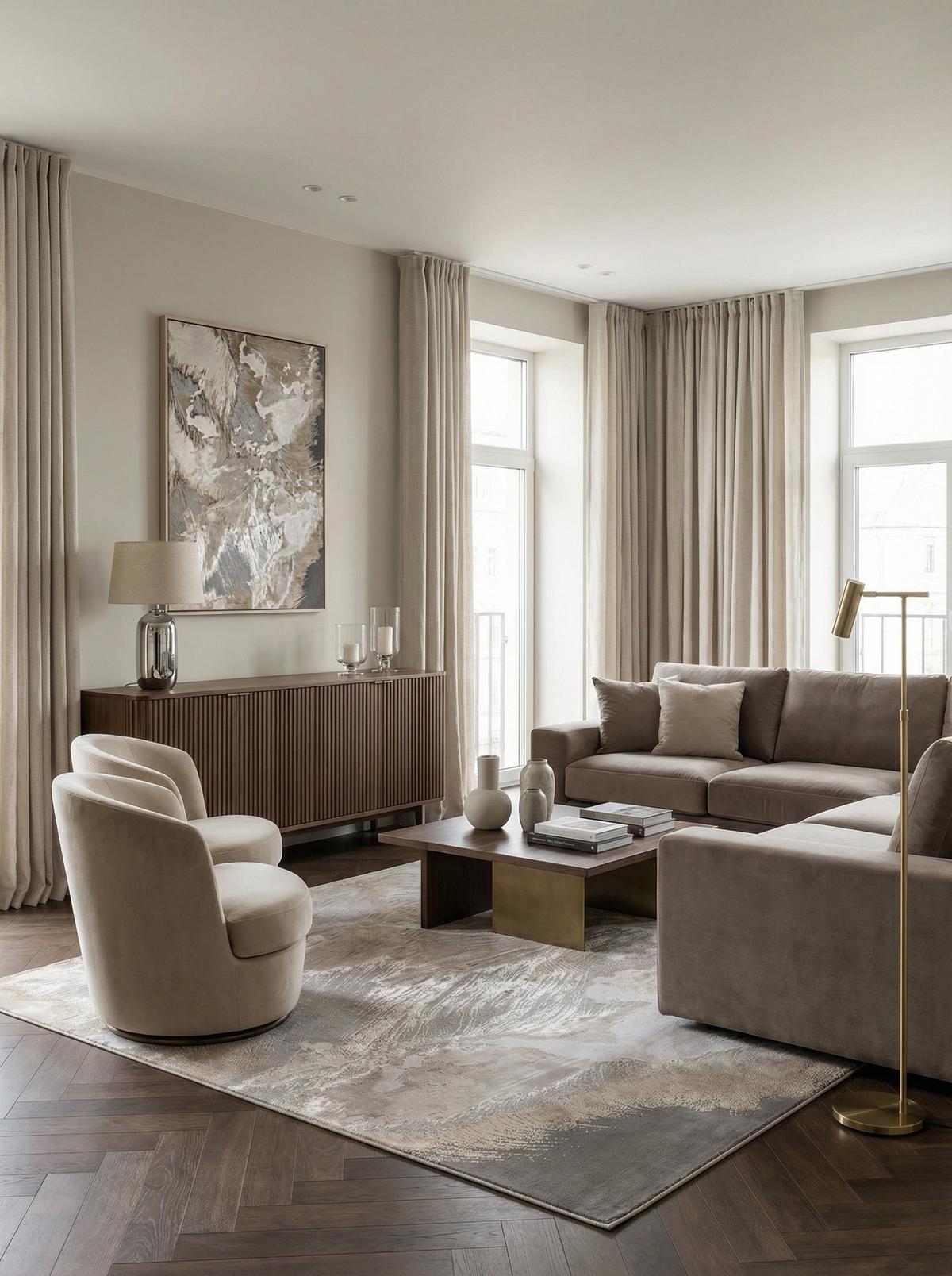 TEPPICH SARNTAL, abstrakt, aus Polyester, Florhöhe 8 mm, Gold, 160 x 230 cm - Beige, Textil (230/160cm) - KADIMA DESIGN