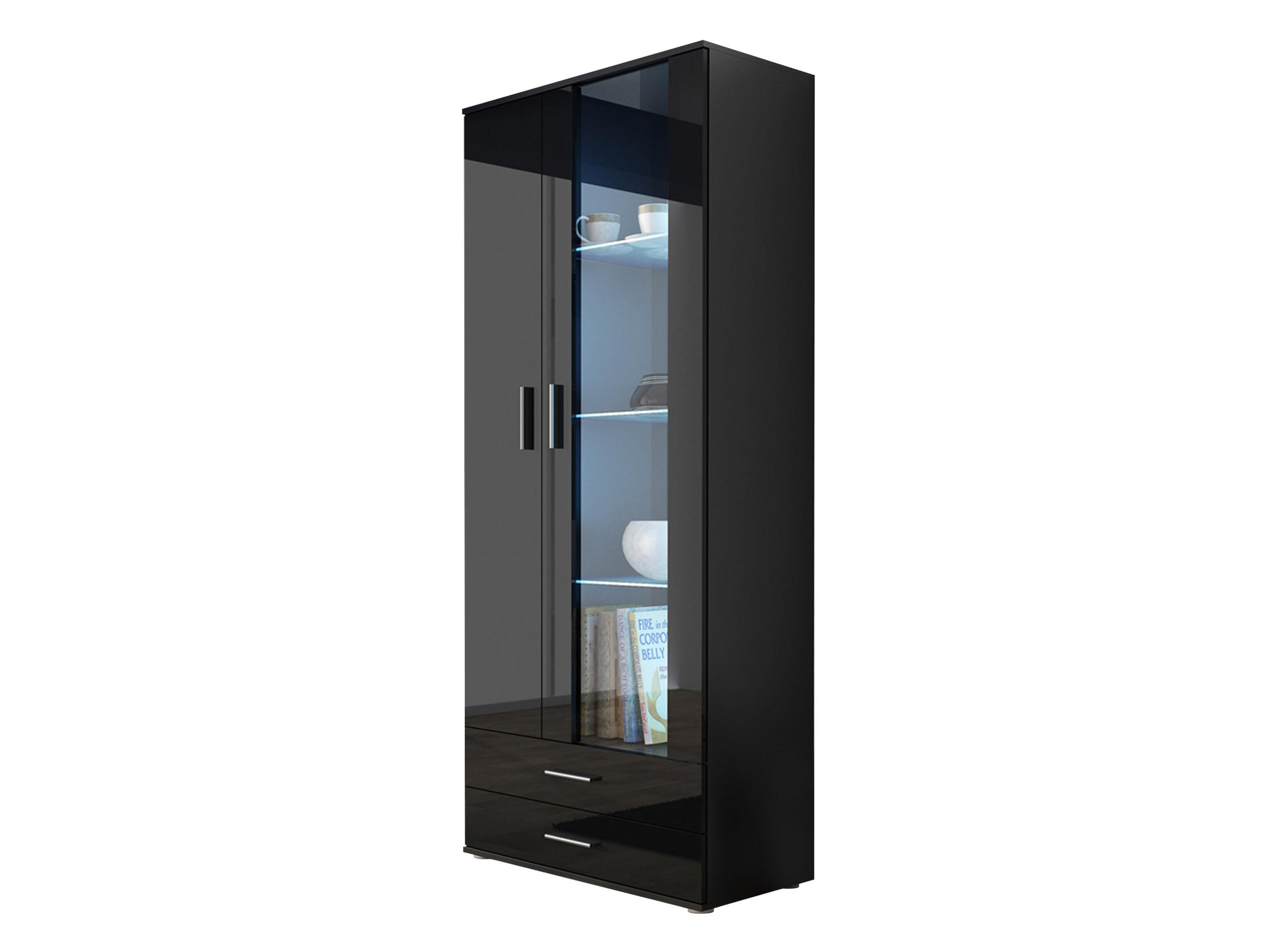 VITRINE Soho S06 mit weißer LED Beleuchtung - Silberfarben/Schwarz, Holzwerkstoff/Kunststoff (80/192/43cm) - MIRJAN24