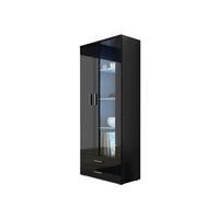 VITRINE Soho S06 mit RGB LED Beleuchtung - Silberfarben/Schwarz, Holzwerkstoff/Kunststoff (80/192/43cm) - MIRJAN24