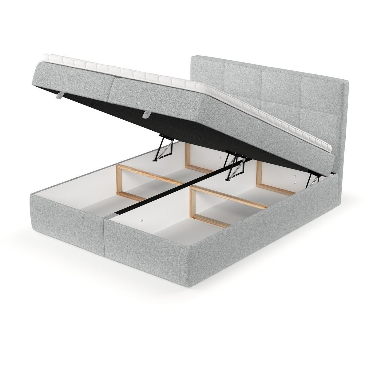 BOXBETT Velto 160/200 cm Hellgrau im Riva Stoff - Hellgrau/Schwarz, Holz/Holzwerkstoff (160/200cm) - AltaBeds