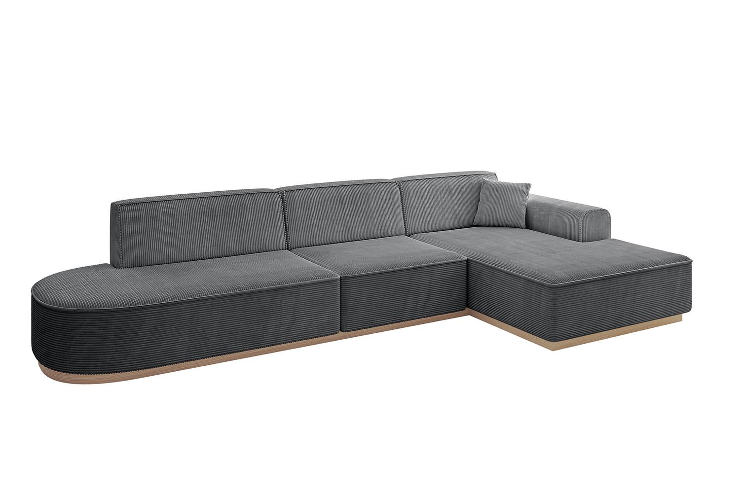 ECKSOFA Ottomane Rechts IREA-L2 - 327x165x80 cm Duneklgrau - Dunkelgrau, Holzwerkstoff/Textil (327/165cm) - ALTDECOR