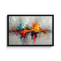 POSTER MIT RAHMENGERAHMTES BILD Moderne Kunst - Orange - Grau - Abstrakt 60x40 cm - Hellgrau, Papier (60/40cm) - MuchoWow
