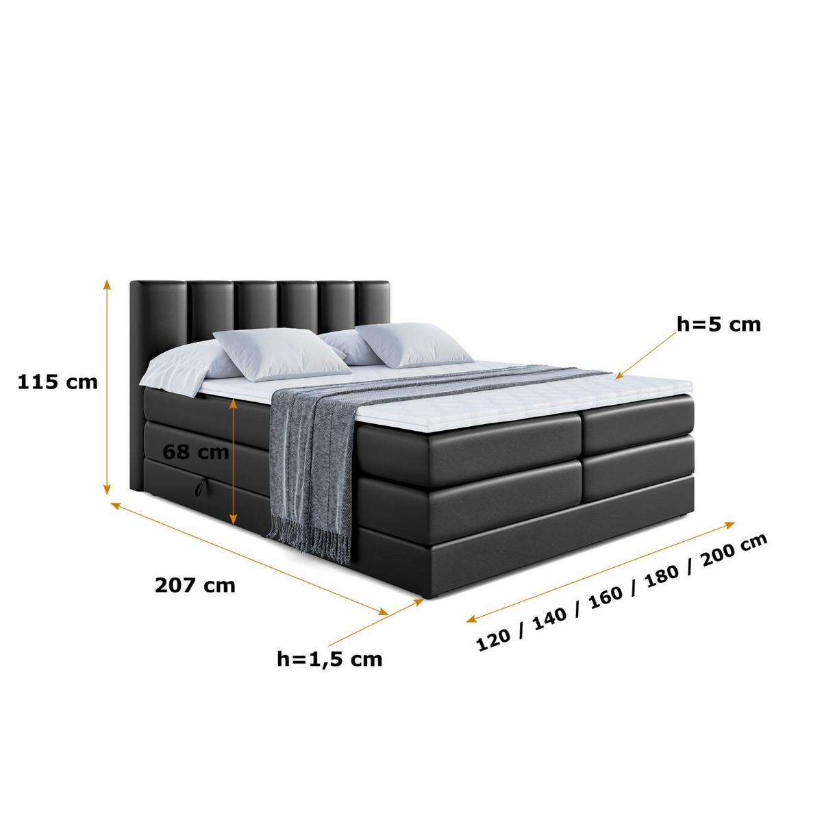 BOXSPRINGBETT BOXI1 KING - 160x200 - H3/H4 - Schwarz Hochglanz - Schwarz Hochglanz, Holzwerkstoff (160/200cm) - ALTDECOR