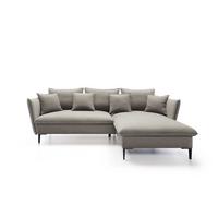 ECKSOFA SOLE Braun Plüsch-Stoff mit Schlaffunktion - Braun, Holz (258/167cm) - MASSENO