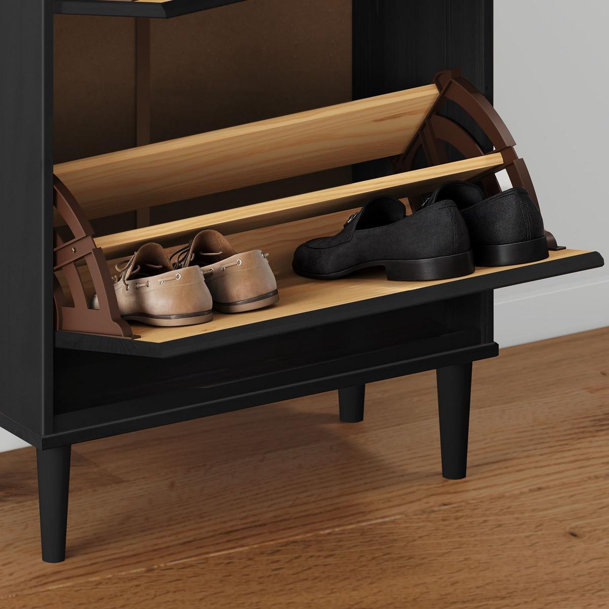 SCHUHKIPPER MIKKA schwarz - Schwarz, Holz (59/96/25cm) - IDIMEX