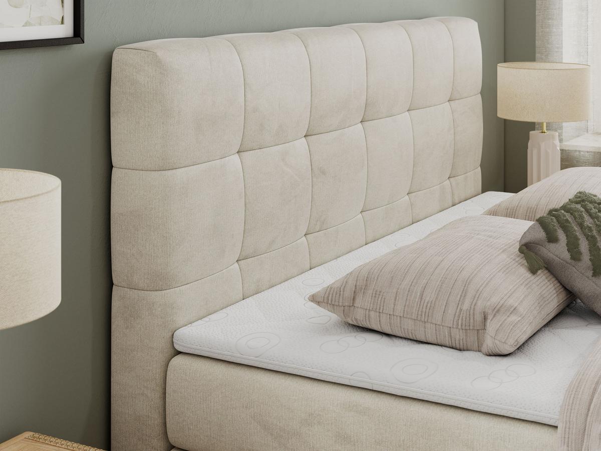 BOXSPRINGBETT LUKA KING 160/200 Beige Velvet - H4 - Beige, Holz/Textil (160/200cm) - MKS