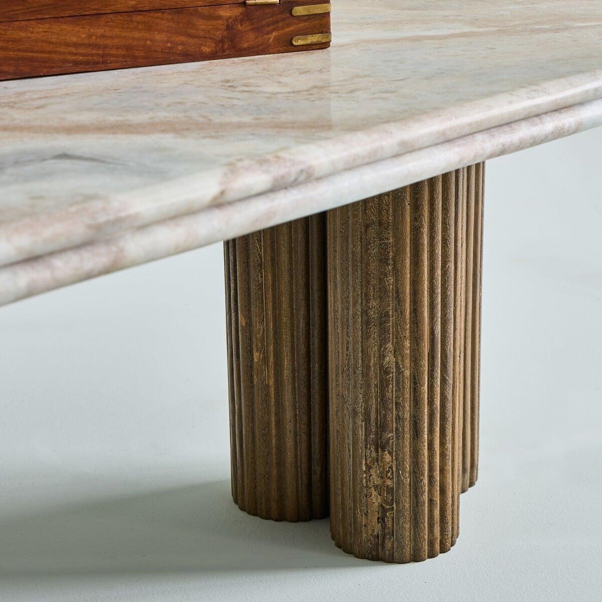 COUCHTISCH mit Marmorplatte 50/120/41,5 cm - Braun, Naturmaterialien (12.5/50/41.5cm) - Signature