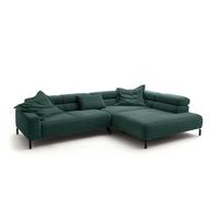 ECKSOFA MIT MOTORISCHEM SITZVORZUG DELIA Smaragdgrün Cord Relaxfunktion - Smaragdgrün/Schwarz, Textil/Metall (312/219cm) - KAWOLA