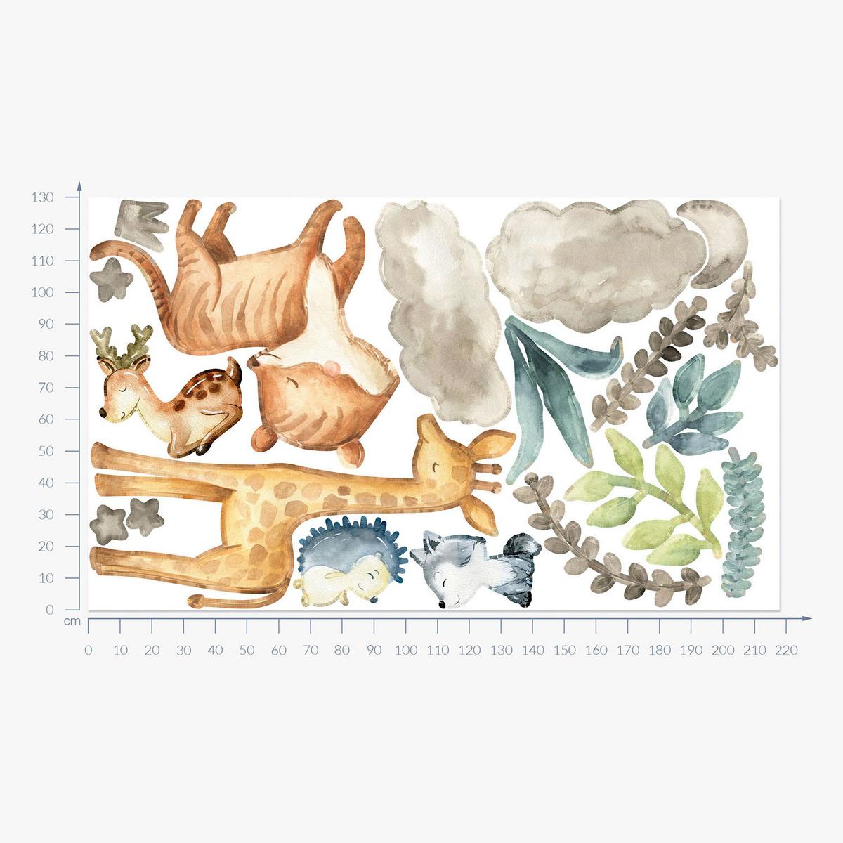 WANDAUFKLEBER 130x218cm - Tierische Natur - Multicolor, Kunststoff (130/218/0.1cm) - Wallfluent