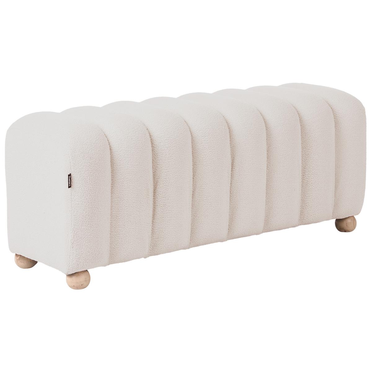 POLSTERBANK Bouclé Cremeweiß Idyllwild - Creme, Textil (111/45/39cm) - Beliani