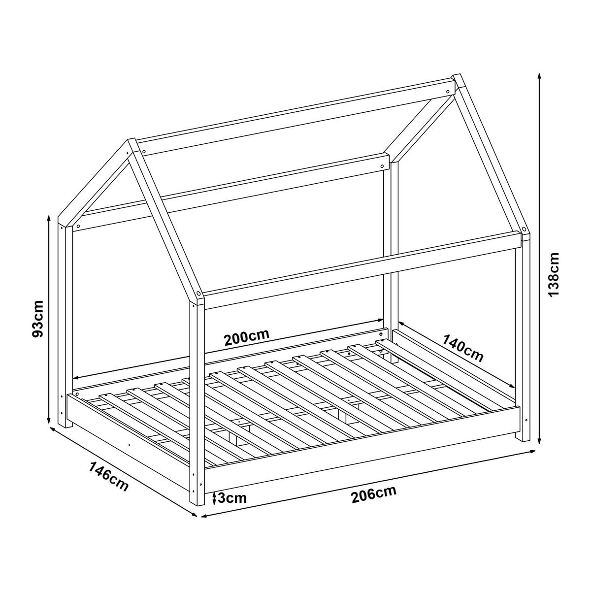 HAUSBETT Cerro - Weiß, Holz (140/200cm) - [en.casa]