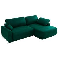ECKSCHLAFSOFA CUBO L Dunkelgrün Velvet - rechts - Dunkelgrün/Schwarz, Kunststoff/Textil (187/273cm) - MKS