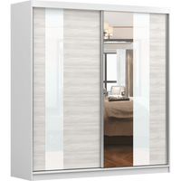 SCHWEBETÜRENSCHRANK Multi 32 Weiß/Kathult Weiß mit LED Beleuchtung 203 cm - Alufarben/Weiß, Glas/Holzwerkstoff (203/218/61cm) - imoebel24