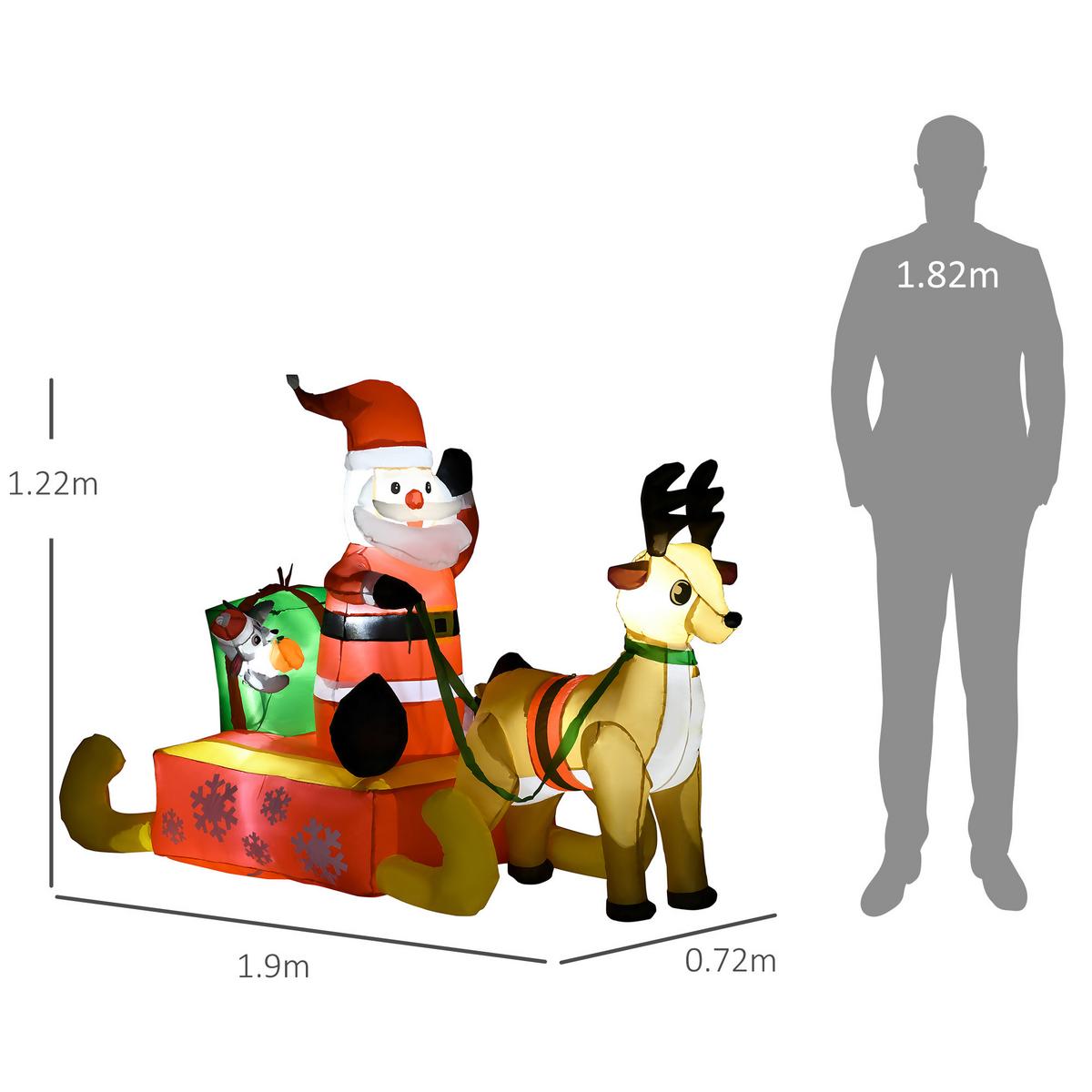 AUFBLASBAR Weihnachtsdeko 1,22 m Weihnachtsmann mit LED-Beleuchtung Gartendeko - Rot, Kunststoff (72/122/190cm) - HOMCOM