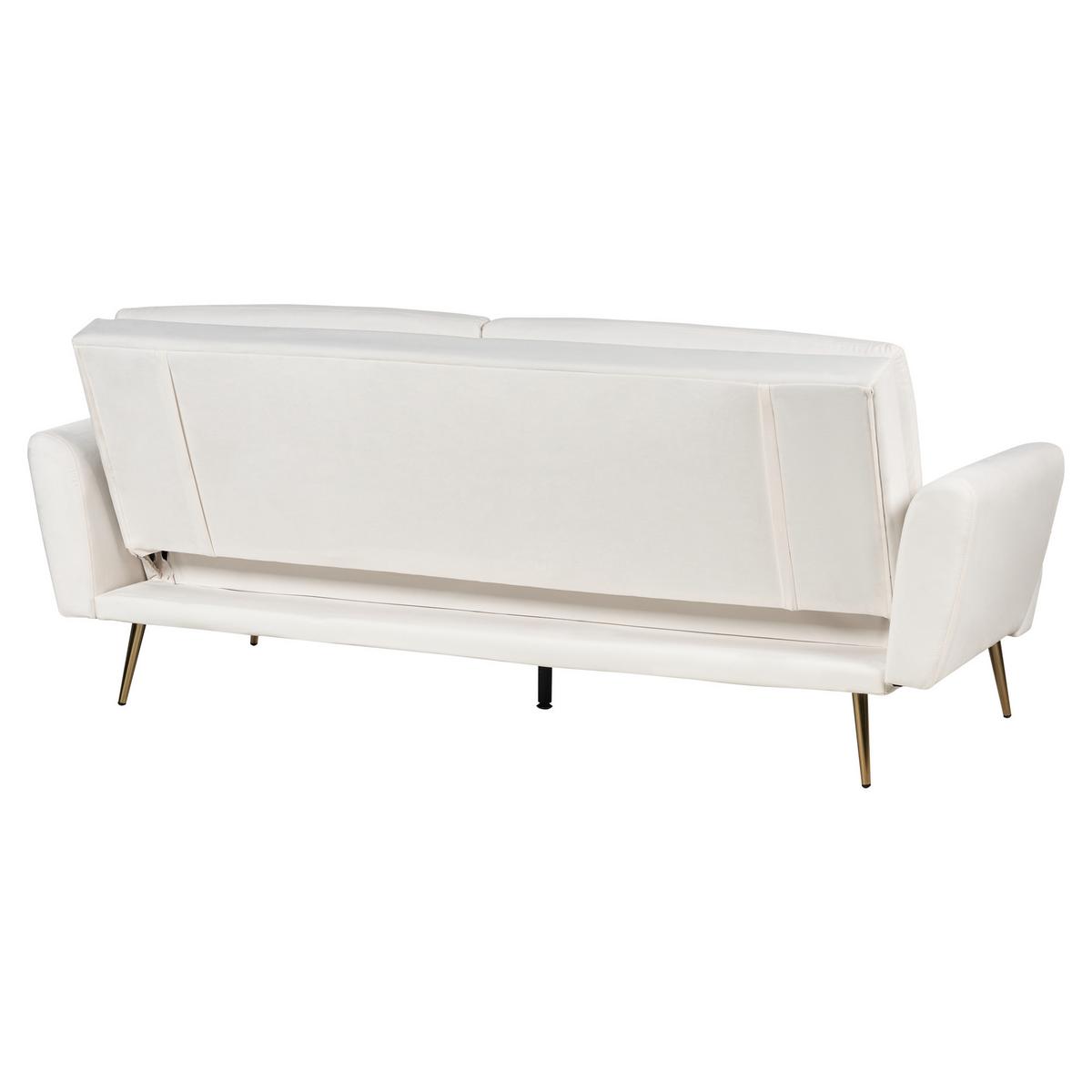 3-SITZER-SCHLAFSOFA Samtstoff Cremeweiß Vettre - Goldfarben/Weiß, Textil (210/88/84cm) - Beliani