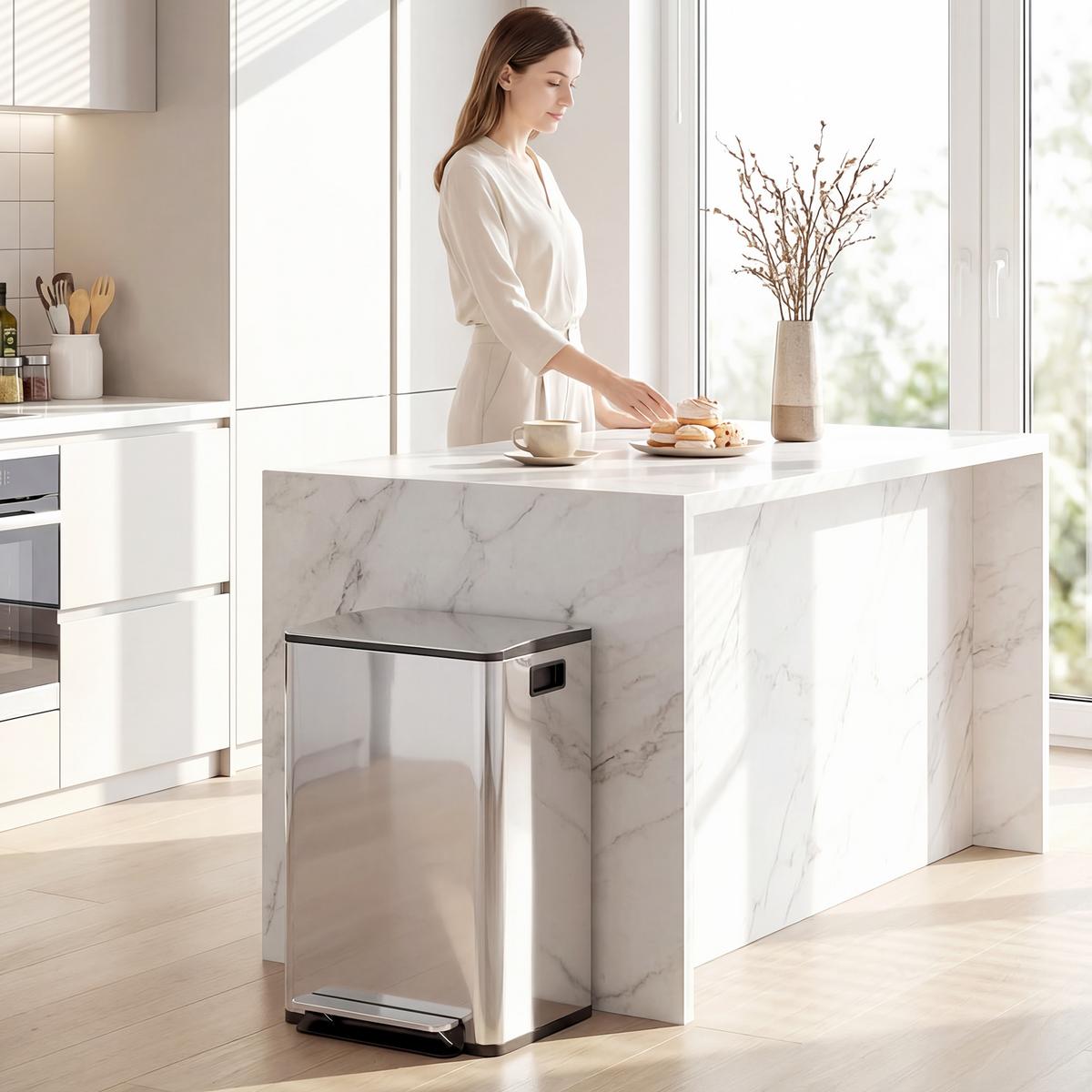 MÜLLEIMER Edelstahl Silber - Silberfarben, Metall (36.7/58/41.8cm) - HOMCOM