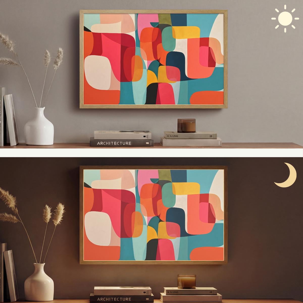 WANDLEUCHTE MIT AKKU Formen - Bunt - Abstrakt - Flugzeuge 60x40 cm - Multicolor, Holzwerkstoff (60/40/8cm) - OnlyWow