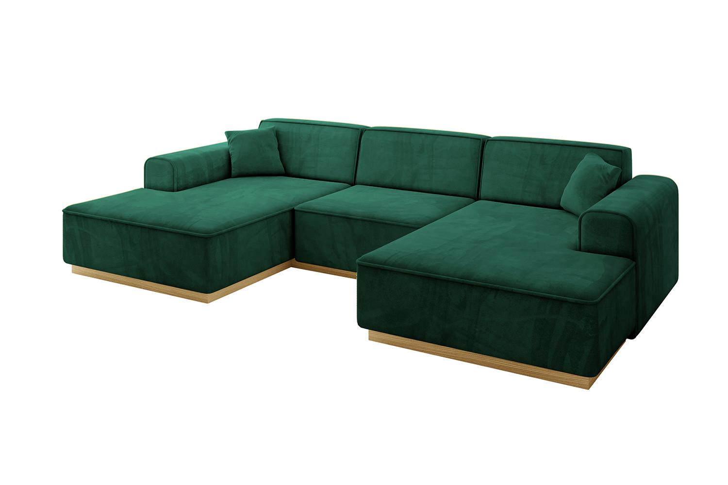 WOHNLANDSCHAFT IREA-U1-v2 - 301x165x80 cm Grün - Dunkelgrün, Holzwerkstoff/Textil (301/80/165cm) - ALTDECOR