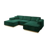 WOHNLANDSCHAFT IREA-U1-v2 - 301x165x80 cm Grün - Dunkelgrün, Holzwerkstoff/Textil (301/80/165cm) - ALTDECOR
