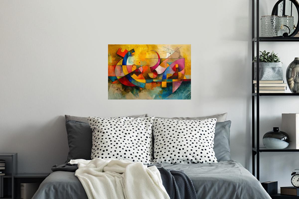 WANDTATTOO Kunst - Abstrakt - Modern Deko Wohnzimmer 60x40 cm - Gelb, Kunststoff (60/40/0.1cm) - MuchoWow