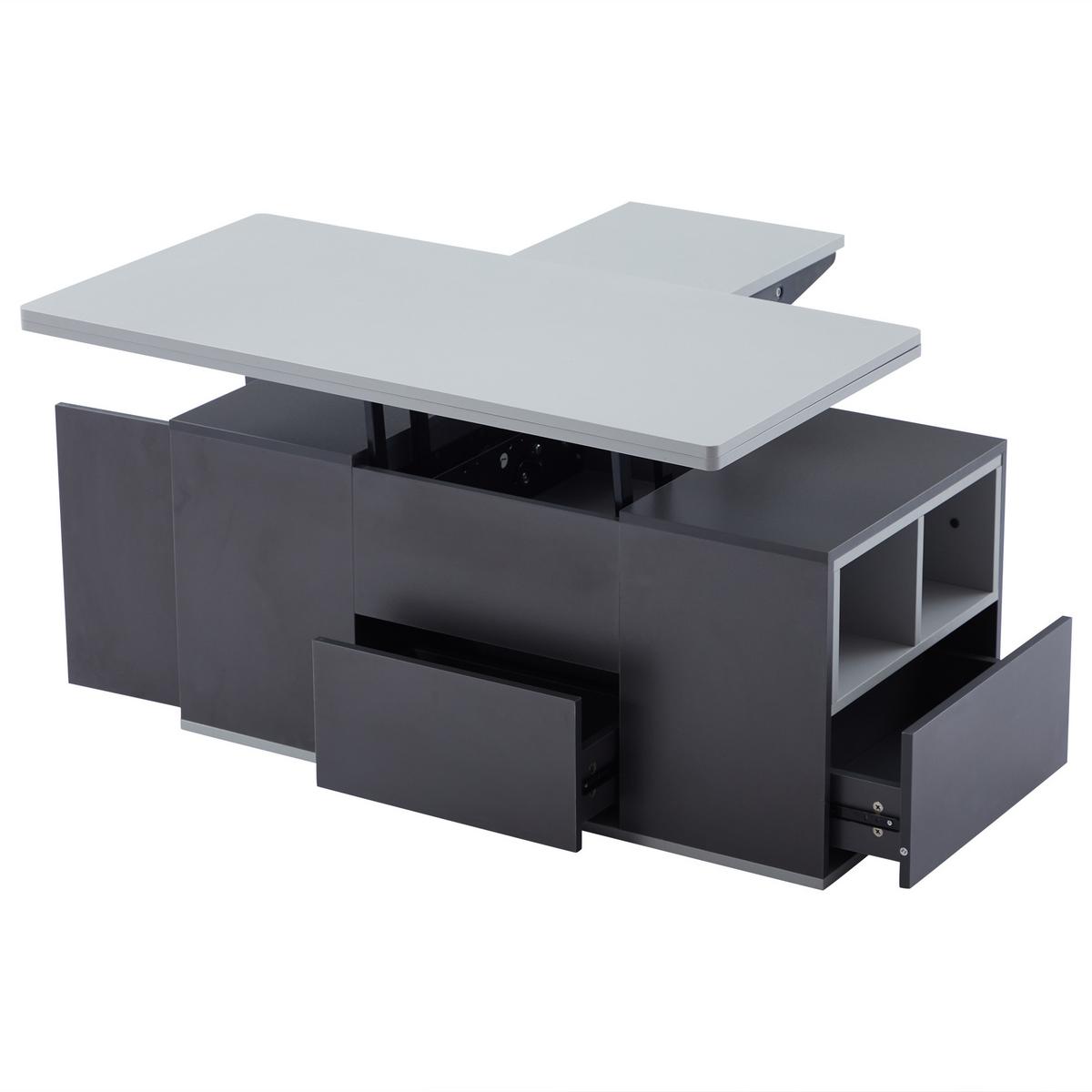 COUCHTISCH Grau Mit Lift-Top-Funktion & multifunktionalem Stauraum - Grau, Holzwerkstoff (51/100/47cm) - Urban Meuble