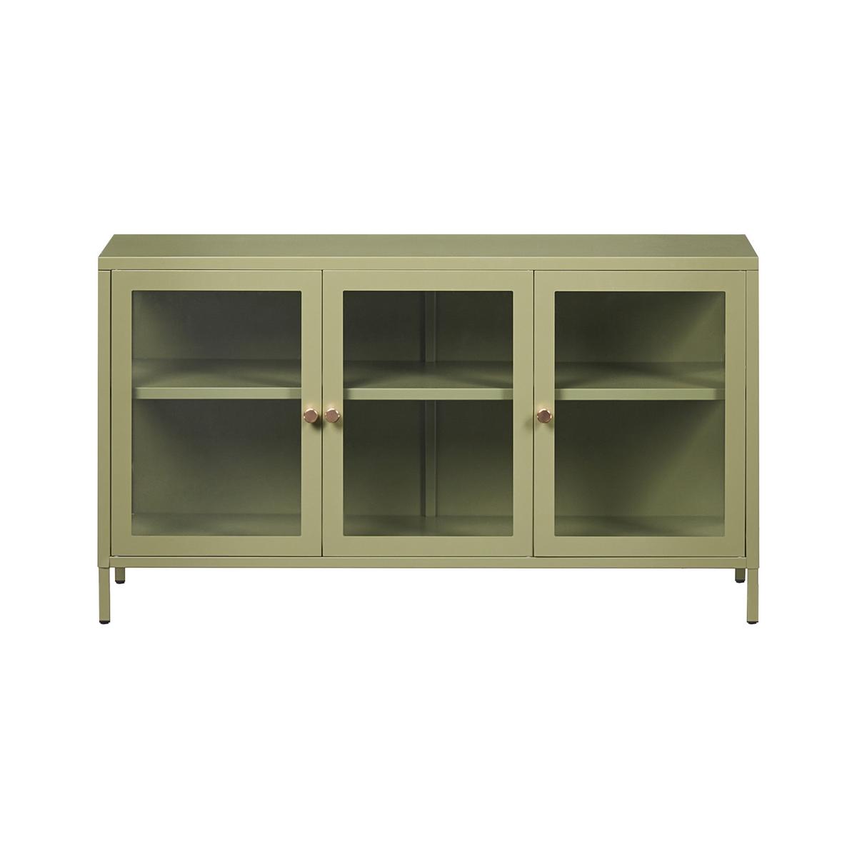 SIDEBOARD mit Glastüren Metall 115 cm Grün Newport - Goldfarben/Grün, Metall (115/64/35cm) - Beliani