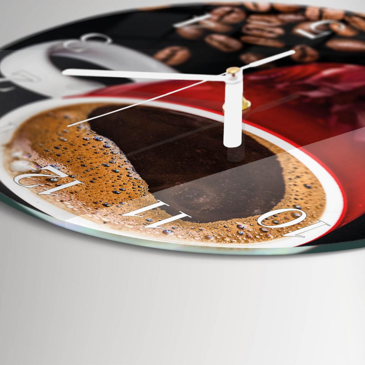 WANDUHR aus Glas Ø30 cm - Tasse Kaffee - Braun, Glas (30/30/0.4cm) - TULUP