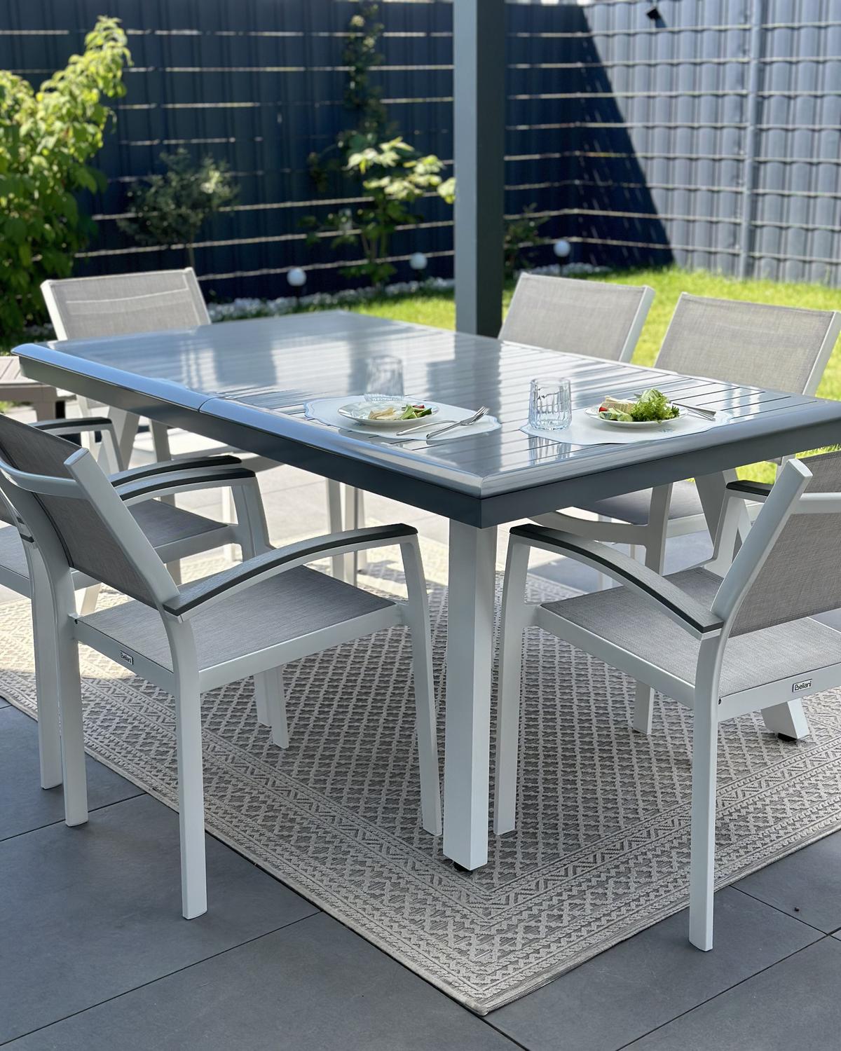 GARTENSTUHL 4er-Set Metall hellgrau Pereta - Hellgrau, Metall (46/86/50cm) - Beliani