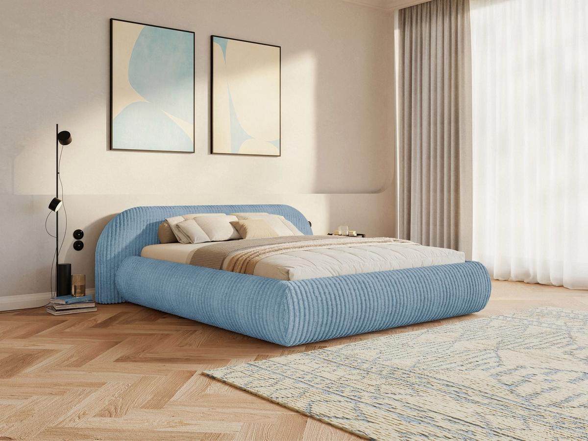 POLSTERBETT Shels Low Blau 160x200 cm - Blau/Schwarz, Kunststoff/Textil (160/200cm) - Selsey
