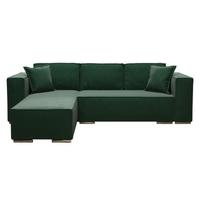 ECKSOFA L Form Vinoria Grün 255/180/82 cm Links mit Schlaffunktion - Chromfarben/Grün, Textil/Metall (180/255cm) - AX Living